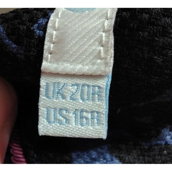 Boden Size 16 Navy Blue, Black Flower Textured Fabric, Modest Secretary, Cotton - Picture 6 of 6